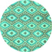 Round Abstract Turquoise Modern Rug, abs948turq