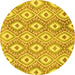 Round Machine Washable Abstract Yellow Modern Rug, wshabs948yw