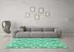 Machine Washable Abstract Turquoise Modern Area Rugs in a Living Room,, wshabs948turq