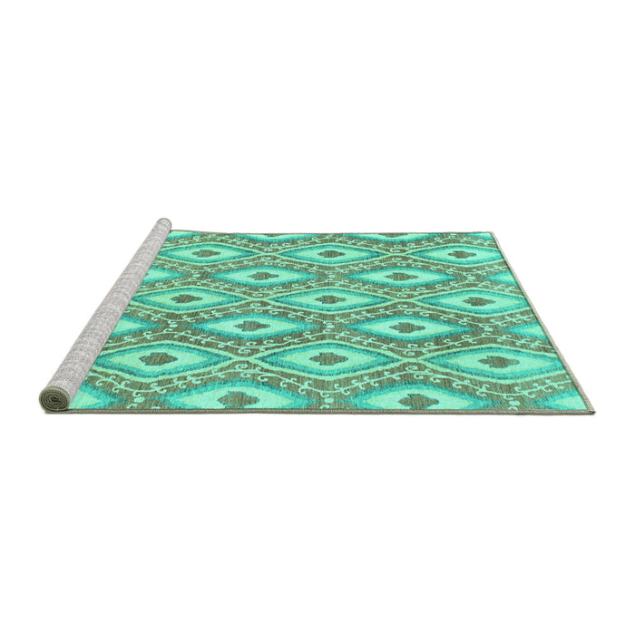 Sideview of Machine Washable Abstract Turquoise Modern Area Rugs, wshabs948turq