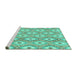 Sideview of Machine Washable Abstract Turquoise Modern Area Rugs, wshabs948turq