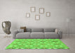 Machine Washable Abstract Green Modern Area Rugs in a Living Room,, wshabs948grn