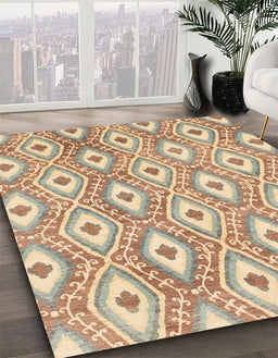 Machine Washable Abstract Bronze Brown Rug in a Family Room, wshabs948