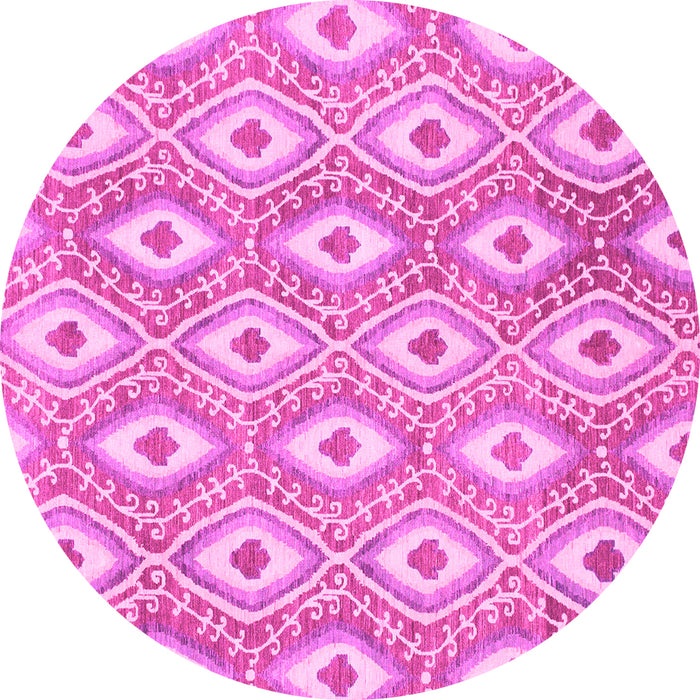 Round Machine Washable Abstract Pink Modern Rug, wshabs948pnk