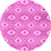 Round Machine Washable Abstract Pink Modern Rug, wshabs948pnk