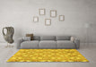 Machine Washable Abstract Yellow Modern Rug in a Living Room, wshabs948yw