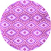 Round Machine Washable Abstract Purple Modern Area Rugs, wshabs948pur