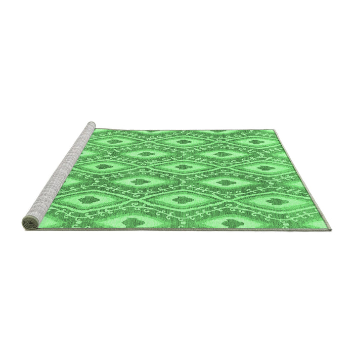 Sideview of Machine Washable Abstract Emerald Green Modern Area Rugs, wshabs948emgrn