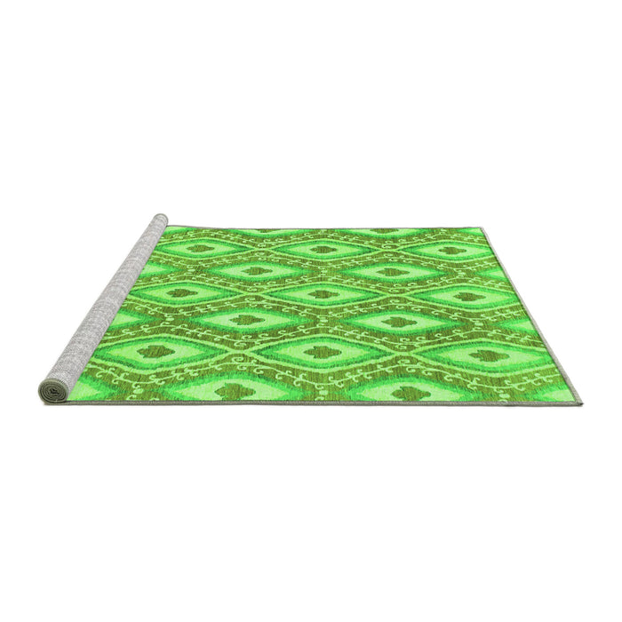 Sideview of Machine Washable Abstract Green Modern Area Rugs, wshabs948grn