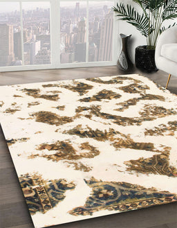 Machine Washable Abstract Blanched Almond Beige Rug in a Family Room, wshabs949