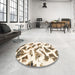 Round Abstract Blanched Almond Beige Modern Rug in a Office, abs949