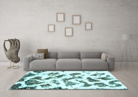 Machine Washable Abstract Light Blue Modern Rug, wshabs949lblu