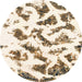 Round Abstract Blanched Almond Beige Modern Rug, abs949