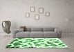 Machine Washable Abstract Emerald Green Modern Area Rugs in a Living Room,, wshabs949emgrn