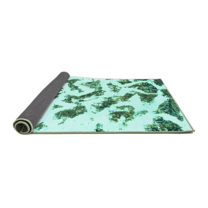 Sideview of Abstract Turquoise Modern Rug, abs949turq