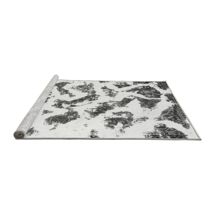 Sideview of Machine Washable Abstract Gray Modern Rug, wshabs949gry