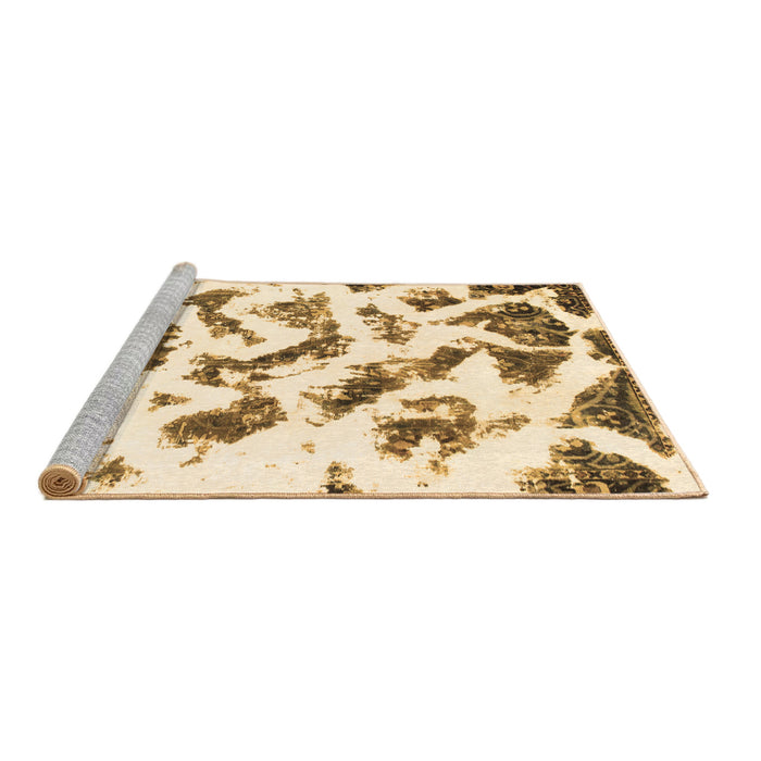 Sideview of Machine Washable Abstract Brown Modern Rug, wshabs949brn
