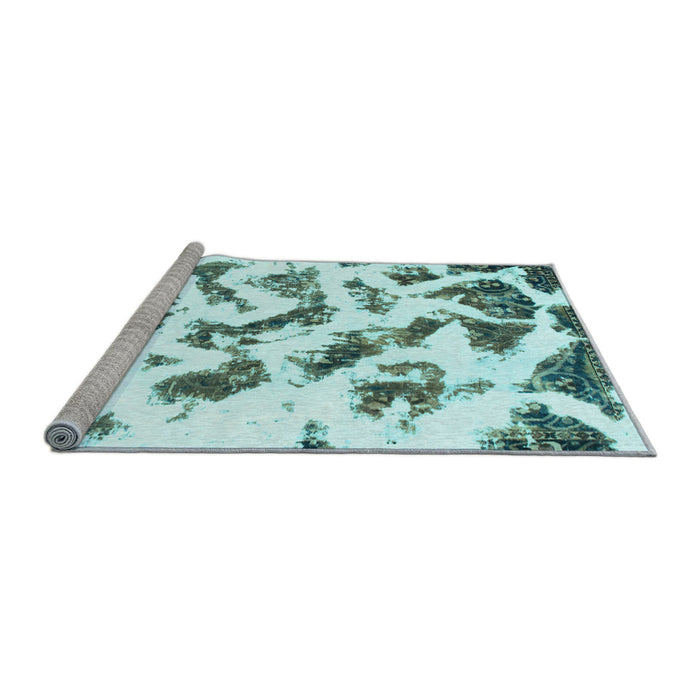 Sideview of Machine Washable Abstract Light Blue Modern Rug, wshabs949lblu
