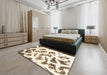 Abstract Blanched Almond Beige Modern Rug in a Bedroom, abs949