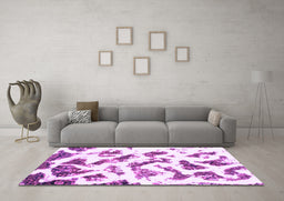 Machine Washable Abstract Purple Modern Area Rugs in a Living Room, wshabs949pur