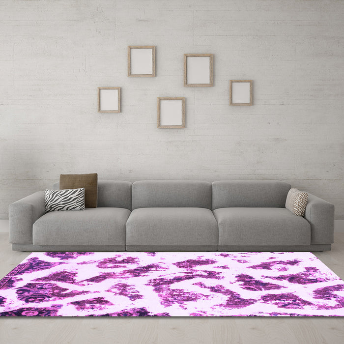 Machine Washable Abstract Purple Modern Area Rugs in a Living Room, wshabs949pur