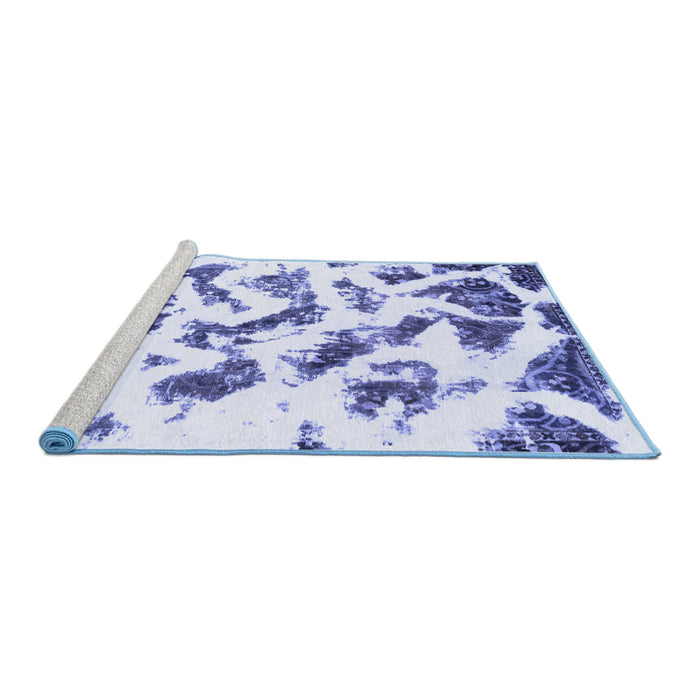 Sideview of Machine Washable Abstract Blue Modern Rug, wshabs949blu