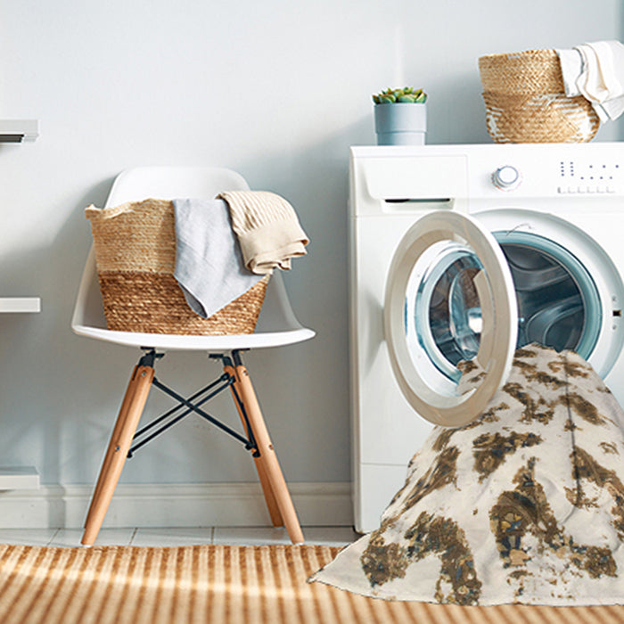 Machine Washable Abstract Blanched Almond Beige Rug in a Washing Machine, wshabs949