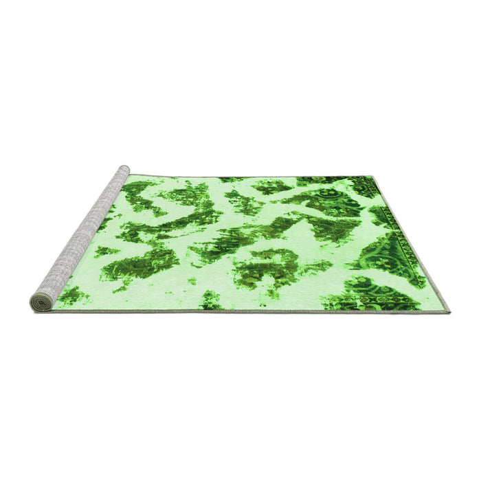 Sideview of Machine Washable Abstract Green Modern Area Rugs, wshabs949grn