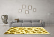 Machine Washable Abstract Yellow Modern Rug in a Living Room, wshabs949yw