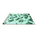 Sideview of Machine Washable Abstract Turquoise Modern Area Rugs, wshabs949turq