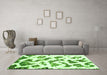 Machine Washable Abstract Green Modern Area Rugs in a Living Room,, wshabs949grn