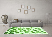 Machine Washable Abstract Green Modern Rug, wshabs949grn