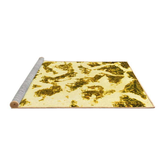 Sideview of Machine Washable Abstract Yellow Modern Rug, wshabs949yw