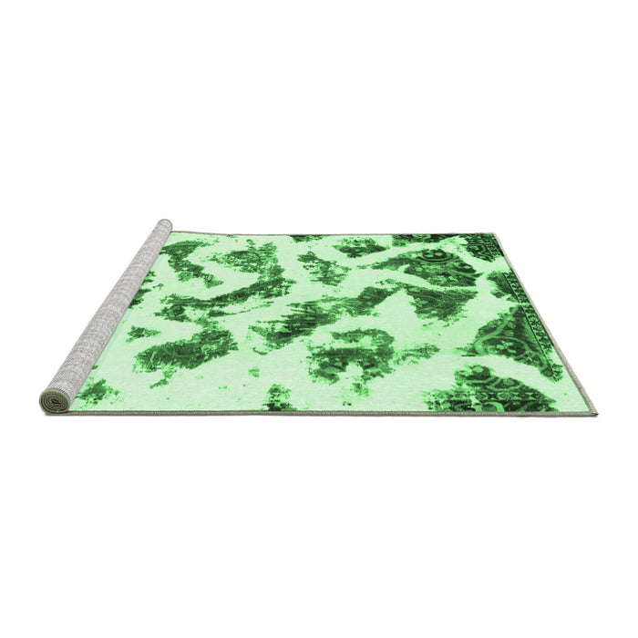 Sideview of Machine Washable Abstract Emerald Green Modern Area Rugs, wshabs949emgrn