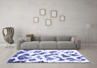 Machine Washable Abstract Blue Modern Rug, wshabs949blu