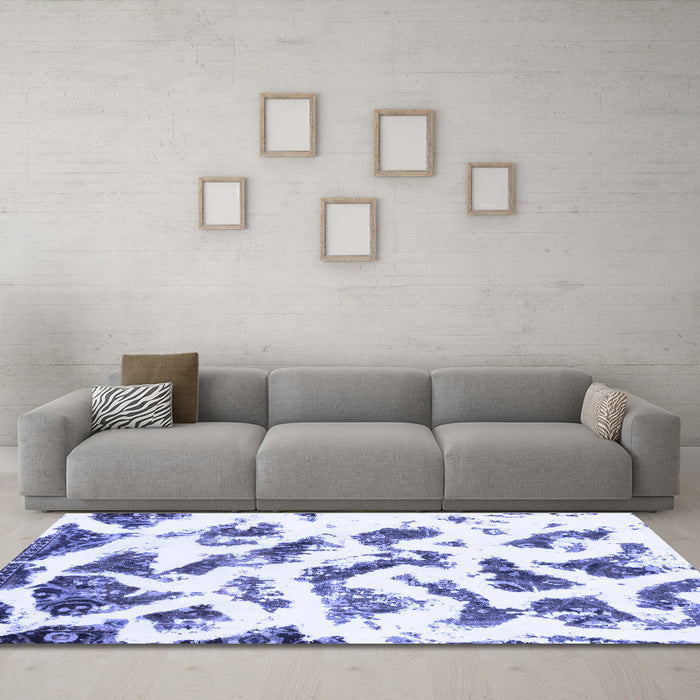 Machine Washable Abstract Blue Modern Rug in a Living Room, wshabs949blu