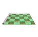 Sideview of Machine Washable Checkered Turquoise Modern Area Rugs, wshabs94turq