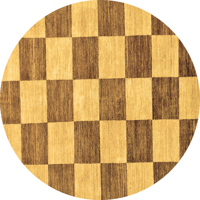 Round Machine Washable Checkered Brown Modern Rug, wshabs94brn