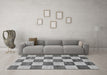 Machine Washable Checkered Gray Modern Rug in a Living Room,, wshabs94gry