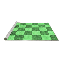 Sideview of Machine Washable Checkered Emerald Green Modern Area Rugs, wshabs94emgrn