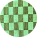 Round Checkered Turquoise Modern Rug, abs94turq