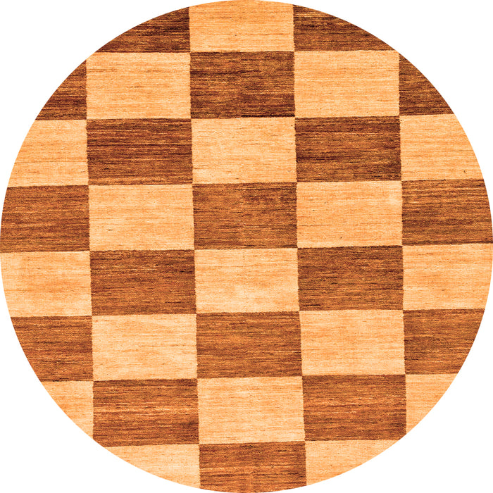 Round Checkered Orange Modern Rug, abs94org
