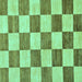 Square Machine Washable Checkered Turquoise Modern Area Rugs, wshabs94turq