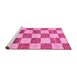 Sideview of Machine Washable Checkered Pink Modern Rug, wshabs94pnk
