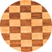 Round Machine Washable Checkered Orange Modern Area Rugs, wshabs94org