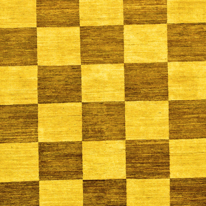 Machine Washable Checkered Yellow Modern Rug, wshabs94yw