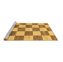 Sideview of Machine Washable Checkered Brown Modern Rug, wshabs94brn