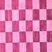 Square Machine Washable Checkered Pink Modern Rug, wshabs94pnk