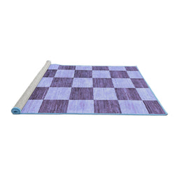 Sideview of Machine Washable Checkered Blue Modern Rug, wshabs94blu