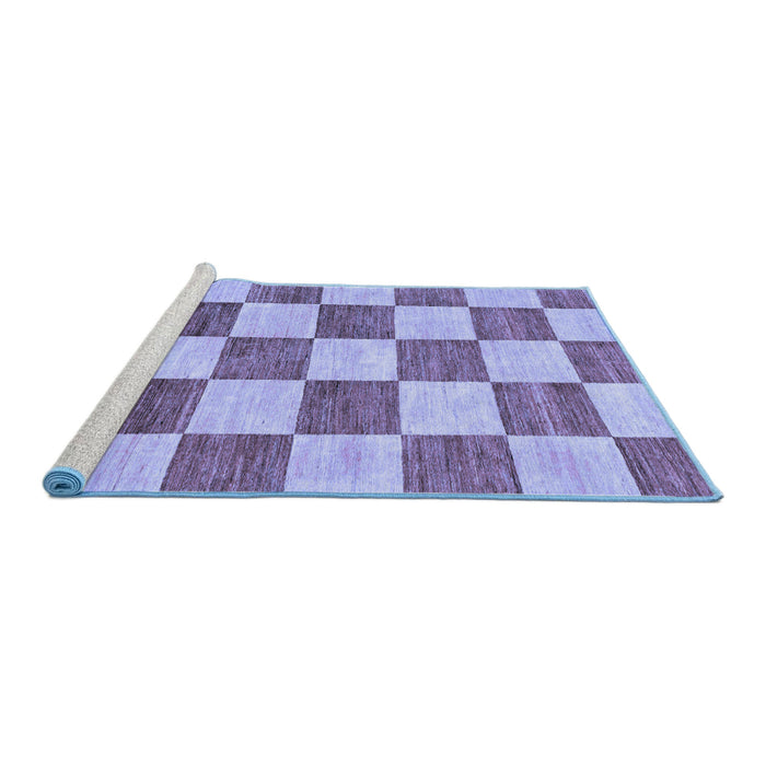 Sideview of Machine Washable Checkered Blue Modern Rug, wshabs94blu